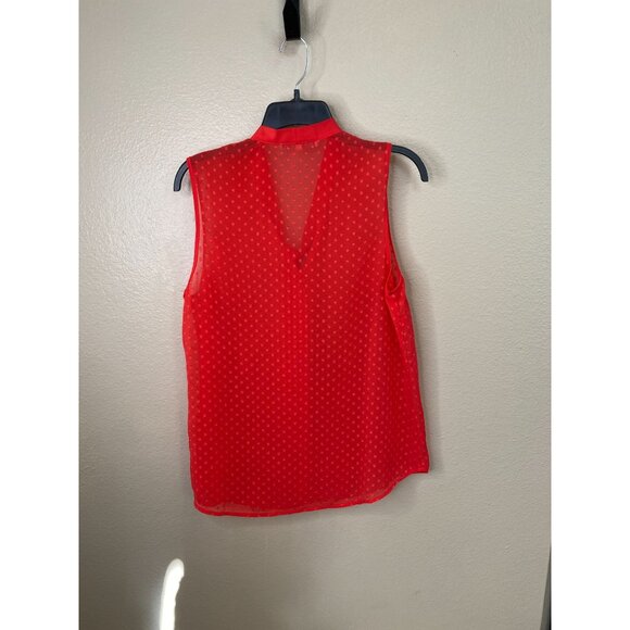 Daniel Rainn Womens Red Sleeveless Sheer Tie Neck Polka Dot Blouse Size M - Picture 6 of 7